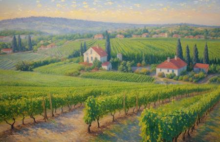 (impressionism:1), a painting,scene painting,scenery, vineyard ,clump ,parcel ,patch ,plot ,yard , Ria Coast ,