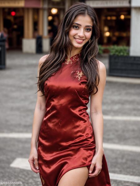 wide angle photo, petite pakistani woman standing, ch30ngs4m, red silk dress with ornate gold embroidery and halter neck, mini dress, sleeveless, chinese dress, side slit, <lora:ch30ngs4m:0.7>, (london:1.2), england, plaza, <lora:Smol2:0.5> (smol2:1.2), masterpiece, best quality, absurdres, highres, 4k, intricate details, highly detailed, <lora:add_detail:0.5>, stylish, beautiful,  long wavy hair,  , knowing smile, <lora:add_sharpness:0.7>, <lora:real_skin:0.7> (skin:1.1), <lora:FDXLTest:0.7> fdxl4k style, <lora:color_temperature_slider_v1:-3>,  <lora:Desi_Coffee_V3_SD15_LoRA_prodigy_local_regs_0423:0.3>  desiespresso, (dark skin:1.3), <lora:eyelashes_slider_v3:4>
[standing|posing|walking|squatting|sitting|leaning]
 <lora:GoodHands-vanilla:1>, RAW photo, 8k uhd, dslr, soft lighting, high quality, film grain, Fujifilm XT3