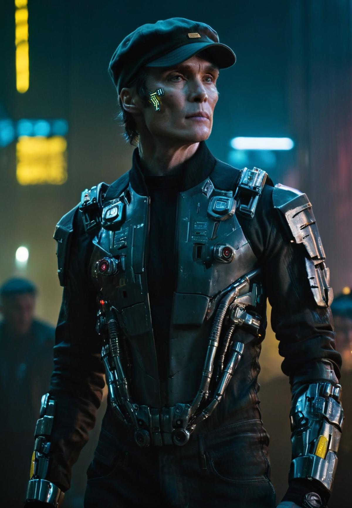 A man in a futuristic suit looking at the camera.