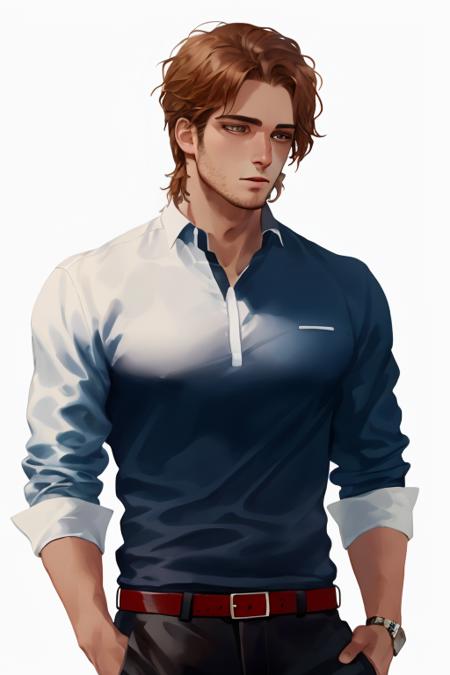 painting \(medium\), male focus,face,shirt,white background,best quality,upper body, masterpiece<lora:rei_17-v2-000009:1>