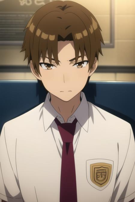 masterpiece, best quality, high quality, 1boy, solo, male focus, looking at viewer, upper body, <lora:matsuyuki_atsumu:0.78>, matsuyuki_atsumu, brown hair, brown eyes, , necktie, collared shirt, school uniform,