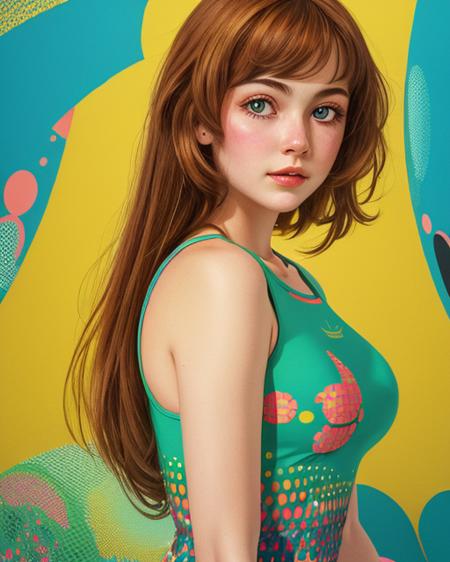 best quality,masterpiece,highly detailed,ultra-detailed,   <lora:neg4all_bdsqlsz_V3.5:-1> <lora:70Style_last:2> 70s Illustration Style
1girl,  upper body, ,tank top,