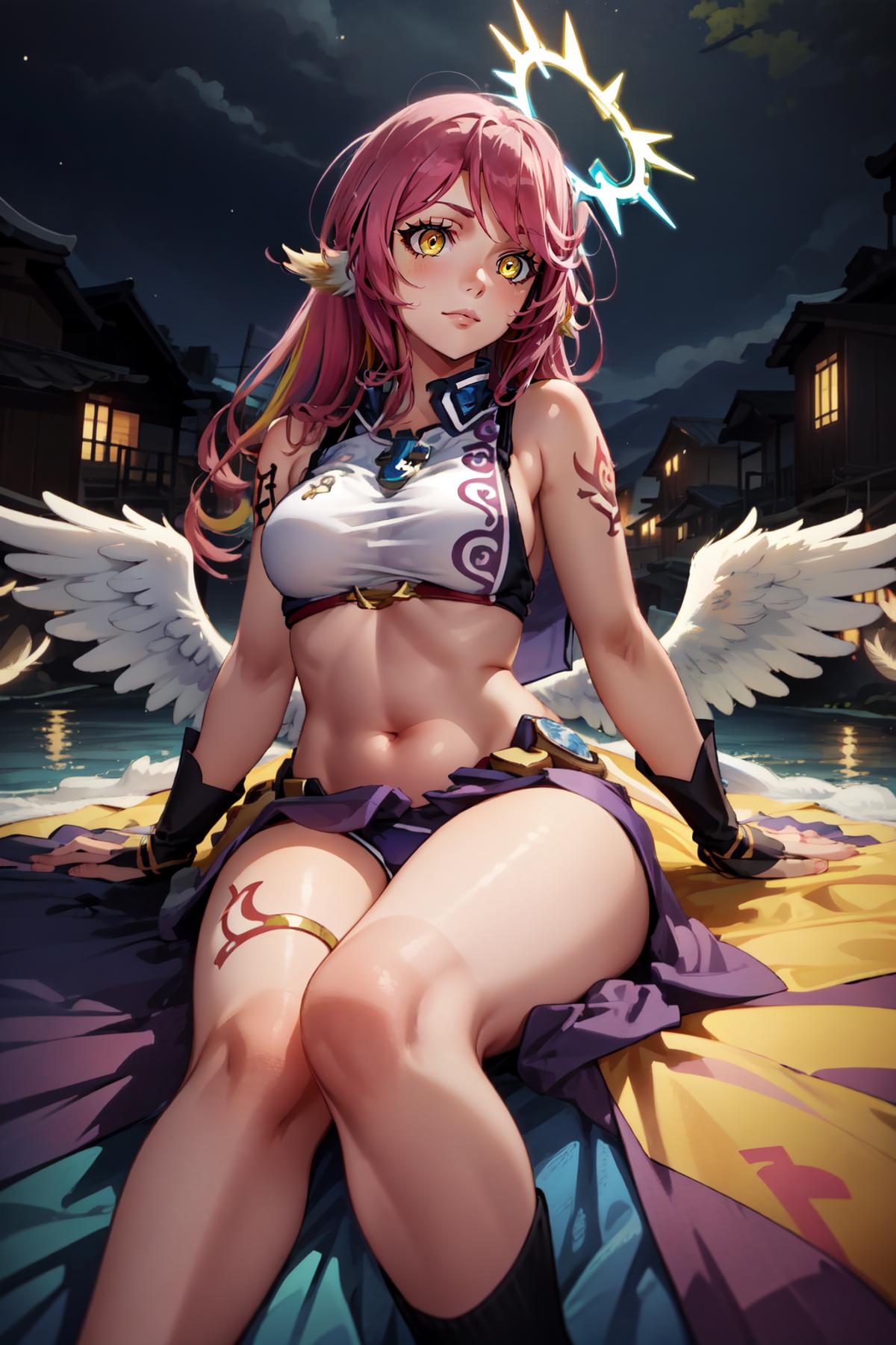 no game no life jibril (no game no life) angel no bra tattoo