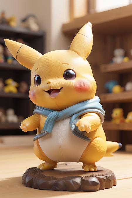 <lora:toy figurine1.5v1:1>toy figurine,Pikachu, solo, standing, full body, brown eyes, closed mouth, blurry, smile