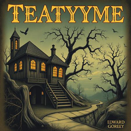 A cover of a Prog-Rock album of a band called "Teatyme" with art in the style of Edward Gorey