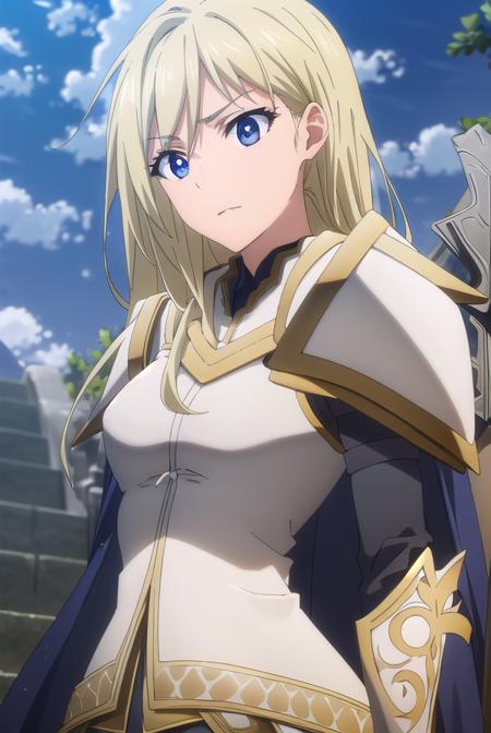 femaleknight, <lyco:femaleknight-lyco-nochekaiser:1>, 
female knight, long hair, blue eyes, blonde hair,
BREAK weapon, sword, cape, armor, shoulder armor, gauntlets, pauldrons, breastplate, knight,
BREAK outdoors, forest, grass, nature, sky, cloud, sun,
BREAK looking at viewer,
BREAK <lyco:GoodHands-beta2:1>, (masterpiece:1.2), best quality, high resolution, unity 8k wallpaper, (illustration:0.8), (beautiful detailed eyes:1.6), extremely detailed face, perfect lighting, extremely detailed CG, (perfect hands, perfect anatomy),