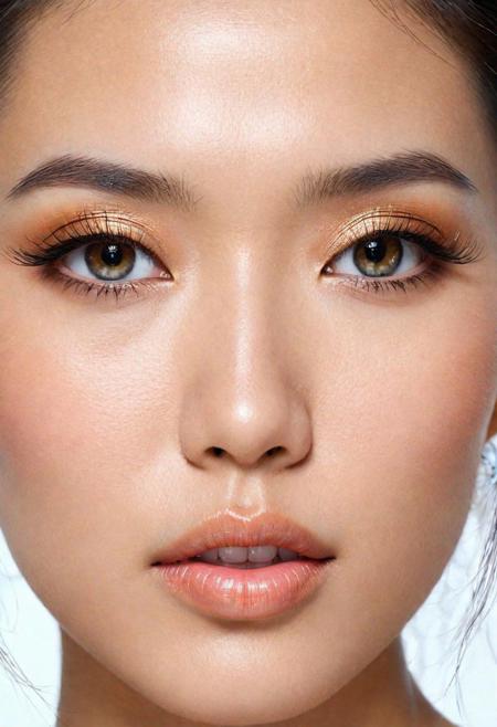 glamorous photo portrait of a unique breathtaking and beautiful Asian woman face close-up, stunning detail, hyper detailed eyes, detailed skin with a flawless texture delicate and refined, smooth hair, fullness of her lips,, captured in masterful composition, lighting accentuate her natural beauty, gentle shadows and highlights, incredible skill and attention to detail, nuance and detail, supersharp focus, Carne Griffiths, Conrad Roset, annie leibovitz, hyperdetailed, soft light, sharp, Hasselblad masterclass, . high fashion, luxurious, extravagant, stylish, sensual, opulent, elegance, stunning beauty, professional, high contrast, detailed