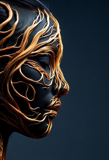 PG-TR,(film grain),ultrarealistic 4k,photoart_style, vivid, minimalist, beautiful black face, golden make-up,side view profile,realistic, Wide angle lens, high contrast, dark black tone,Cinematic Lighting, movie-level texture, hand-painted details, epic, meticulous,perfect composition, dynamic play of light, rich colors, epic shot, perfectly quality, natural textures,high detail, photoshadow, (natural colors, correct white balance, color correction, dehaze),(intricate detailed), YurYuna