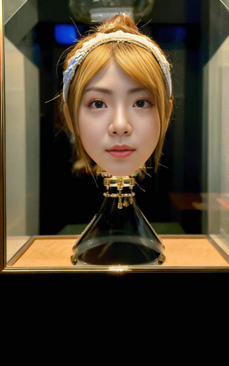 1girl, Chinese, (disembodied head:1.7), (head), (((best quality))),(((ultra detailed))),(((masterpiece))),(head in a glass...