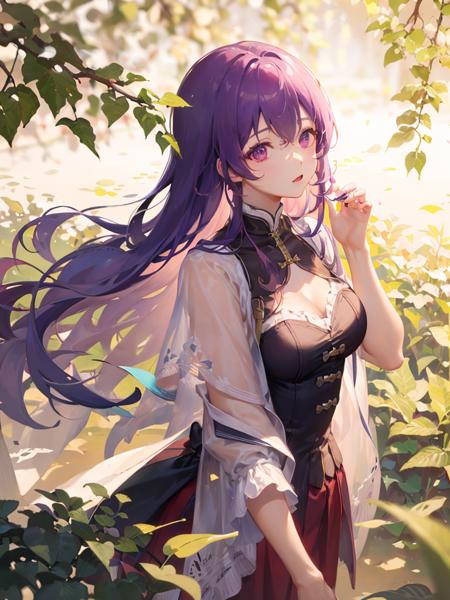 best quality,masterpiece,moqingxian,1girl,breasts,park, tree shade,<lora:moqingxian-000006:1>