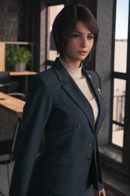 Best quality,masterpiece,ultra high res,1girl,jote,looking at viewer,upper body,(business suit:1.2),office,