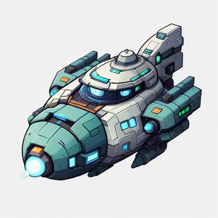 green spaceship, blue cockpit windows, simple white background <lora:CuteSpaceship:1>