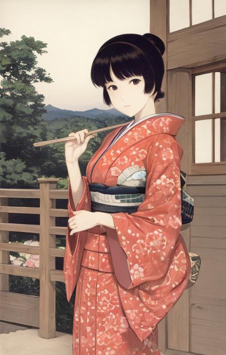 masterpiece,best quality,masterpiece,best quality,female,solo,kimono,city,
 <lora:ukiyo-e3-000008:0.9>