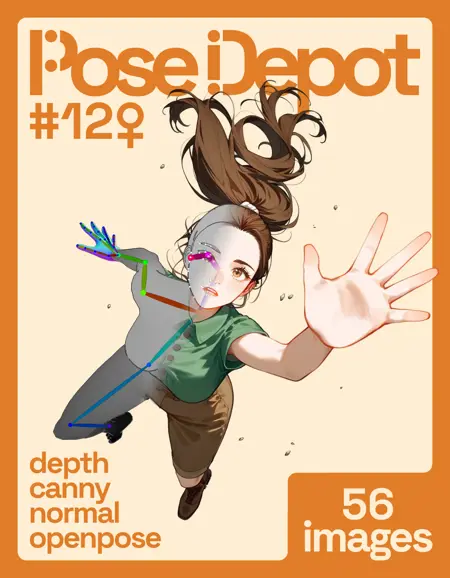 [OpenPose + Depth + Canny + Normal] Pose Depot #12F: Reaching during Freefall