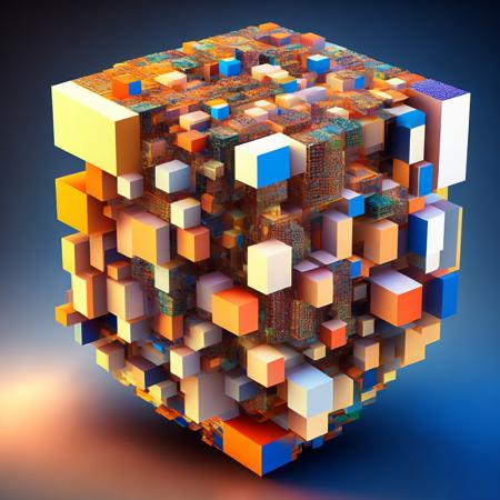 (cubismcubed style:1) a computer generated image of a cube made out of cubes <lora:djzCubismCubedV21_LoraBooth:1>