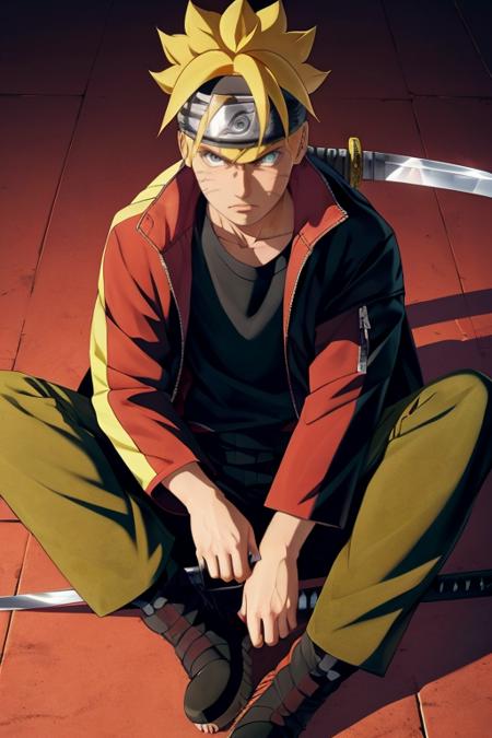 blonde_hair,headband,forehead_protector,jacket,uzumaki_naruto,spiked_hair,male child