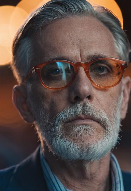 portrait, masterpiece, 4k, ray tracing, intricate details, highly-detailed, hyper-realistic, 8k RAW Editorial Photo.
masterpiece, best quality, amazing quality, very aesthetic, absurdres, newest, scene, smoking, Dandyism, old man, solo, orange eyewear, tattoos, upper body, blue background, (blue monochrome theme), depth of field,
cinematic light, dramatic light, shallow depth of field,  high budget, bokeh, cinemascope, film grain,