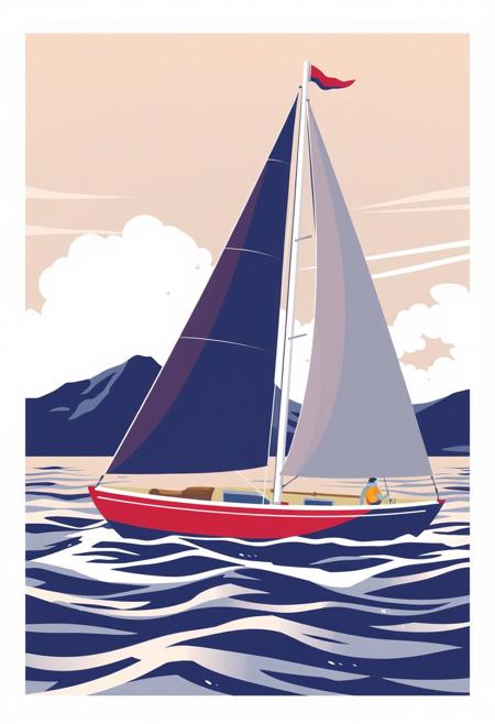 graphical art, sailboat, poster design