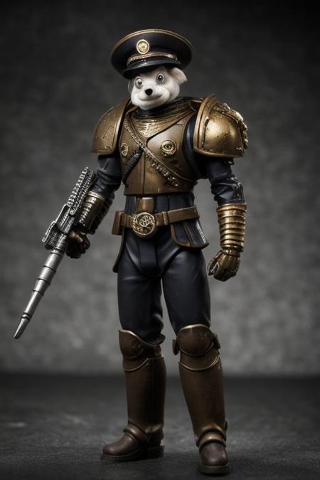 "An unexpected sight unfolds as Disney's Goofy takes on the role of a Commissar from the Warhammer 40,000 universe, clad in imposing black and gold armor adorned with intricate Imperial symbols. With his signature floppy ears poking out from beneath a stern-looking peaked cap, Goofy stands tall and resolute, gripping a laspistol in one hand and brandishing a grim-looking chainsword in the other. Despite the mismatched combination of whimsical Disney charm and grimdark Warhammer aesthetics, Goofy's determined expression and rigid posture convey an unexpected sense of authority and gravitas. A surreal collision of worlds, blending cartoonish innocence with the grim realities of a dystopian future."
EasyNegativeV2, warhammer_40k_commissar