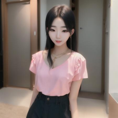 realistic, photo, k-pop idol, korean, black hair, 20 year old female, medium breasts, tiktok, beautiful, instagram