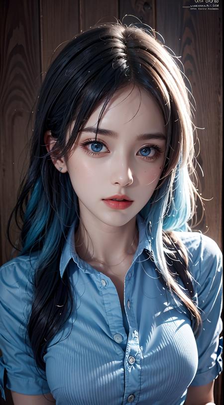 woman girl blue eyes blue hair