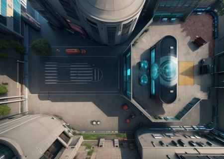 (map),a futuristic looking building with a clock on the wall, <lora:FutuCity-10:0.80>