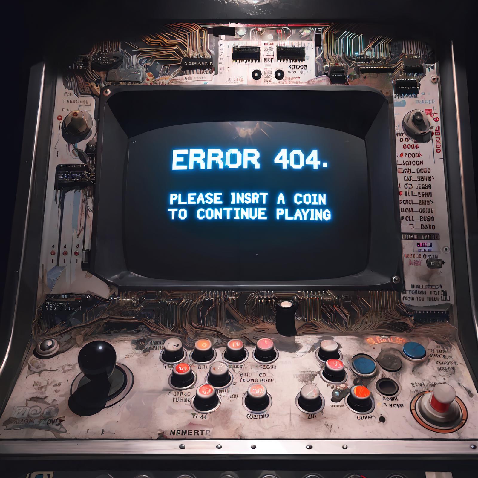 An error message on a video game machine.