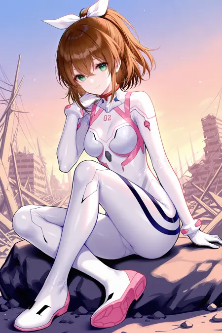 [Costume]2 in 1 Evangelion 3.0 Asuka/Mari white(red and pink ver) plugsuit /EVA 终 真希波/明日香的 白色作战衣