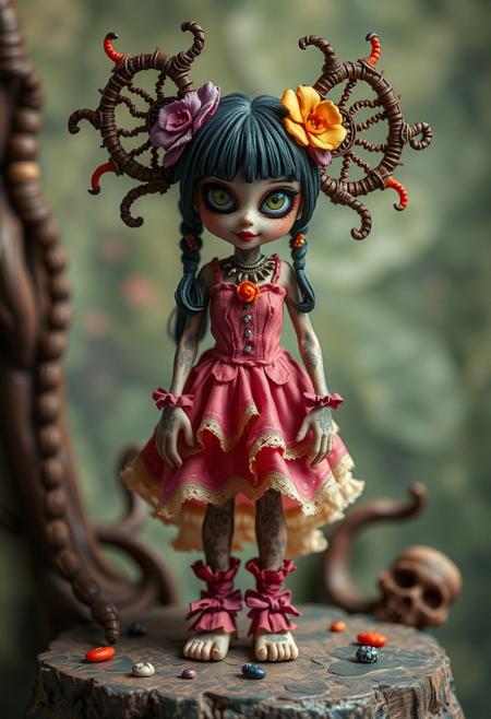 extreme frilled girl bizarre diorama style