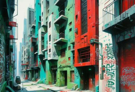 (John Berkey Style page, John Harris Style page, John Blanche Style page) painting
(((closeup, detailed)))
(absurdist grotesque hyper ((brutalist)) cyberpunk narrow alley:1.4) ((graffiti:2))
[diverse cyberpunk crowd]
(red/metallic/green/turquoise:1.3)(black/white:1.5)
(windows, advertisement, billboards, diversity)
high definition textures, dark night, (bokeh), complex background, intricate details, dynamic, clashing colours, glow, source light, intricate detail, Suthin tones, hyperdetailed, reflections, muted colors, <lora:add-detaill-xl:1>
