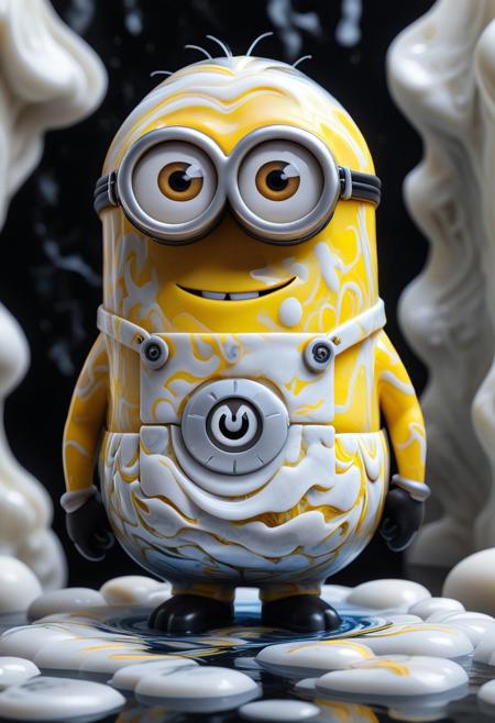 Liquid Marble, a yellow and white minion made of liquid marble, MinionStyle