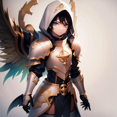 artamiel hood angel angel wings armor boots black hair