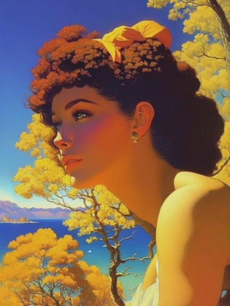 <lyco:MaxfieldParrish:1.0> agirl, by Maxfield Parrish, UHD,