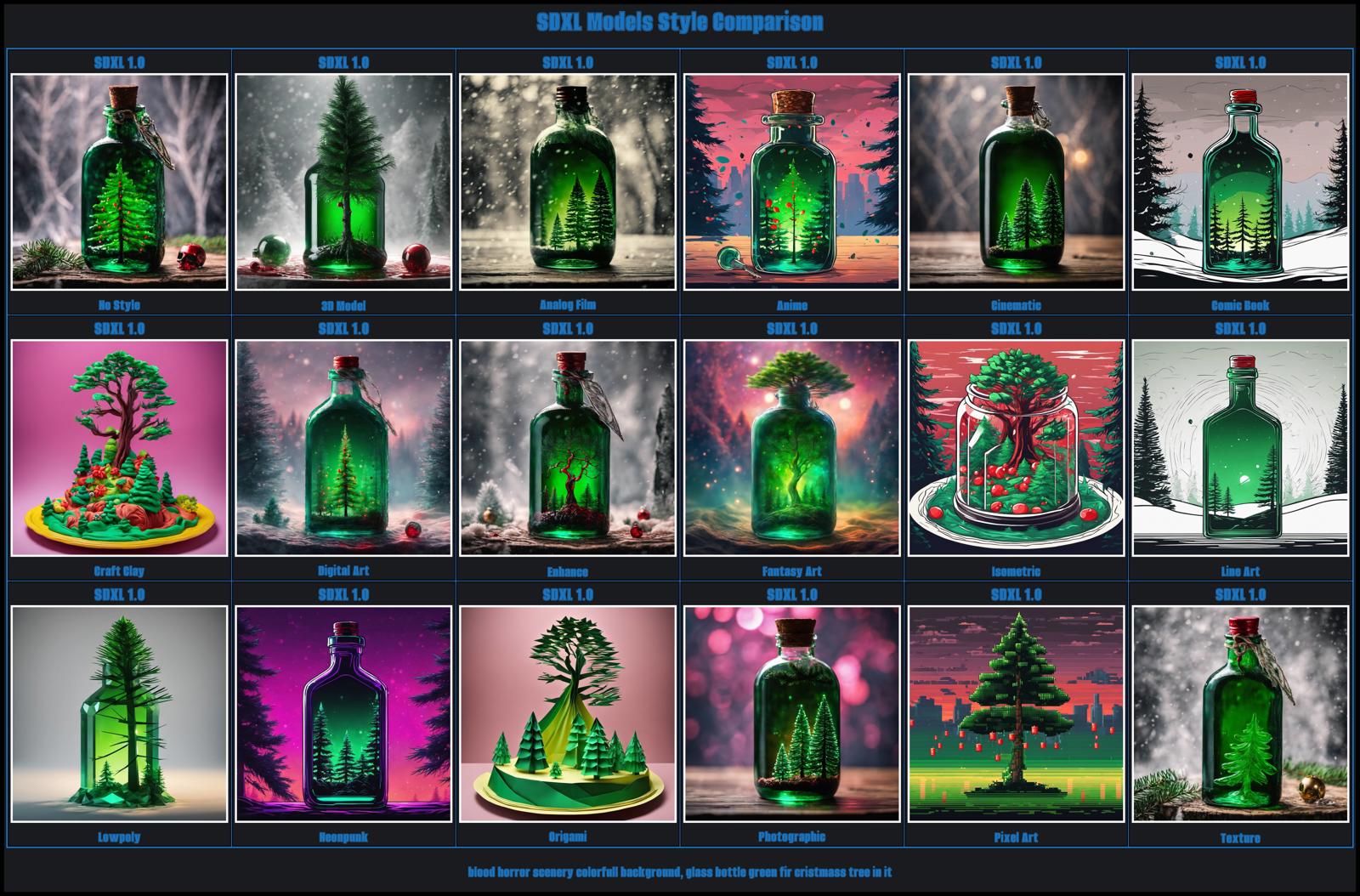 Styles comparison of some SDXL models