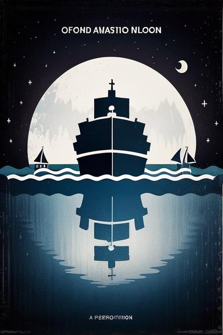 ((masterpiece)), best quality,
MinimalistPoster, sailboat, night, castle, sea, full moon, monochrome, starry sky, english text, reflection,