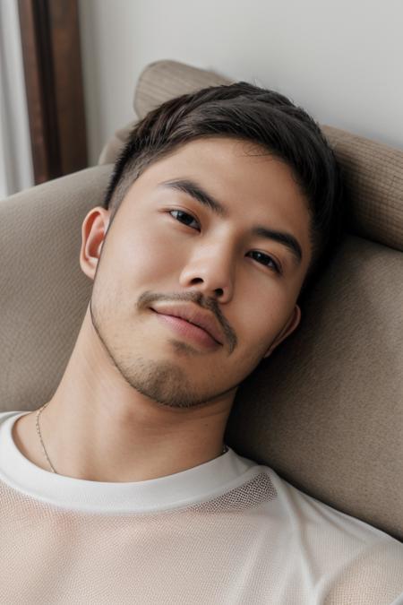 tony labrusca, mature,portrait, man, face, face focus, masterpiece, mesh shirt, laying down  <lora:tony:1>  <lora:add_detail:0.6>