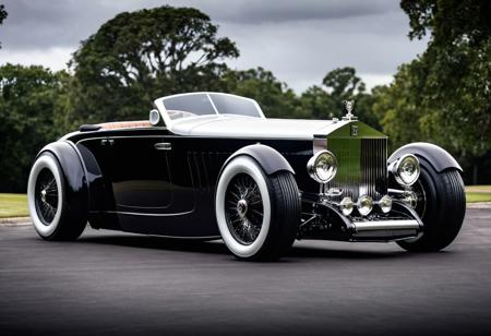 A sleek powerful custom hot rod Rolls Royce racer