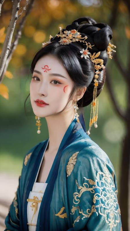 xiaoyu,(tangmakeup:1.3),(huadian:1.2),(xiehong:1.3),lipstick,fine - art photography,soft portrait shot 8 k,mid length,ultrarealistic uhd faces,unsplash,kodak ultra max 800,85 mm,intricate,centered symmetrical composition,stunning photos,masterpiece,grainy,centered composition,smile:1.2,(sharp face:1.2),
<lora:tang2:0.8>,(solo:1.2),earrings,hair ornament,hair bun,(look straight ahead:1.2),Tang Dynasty clothing,