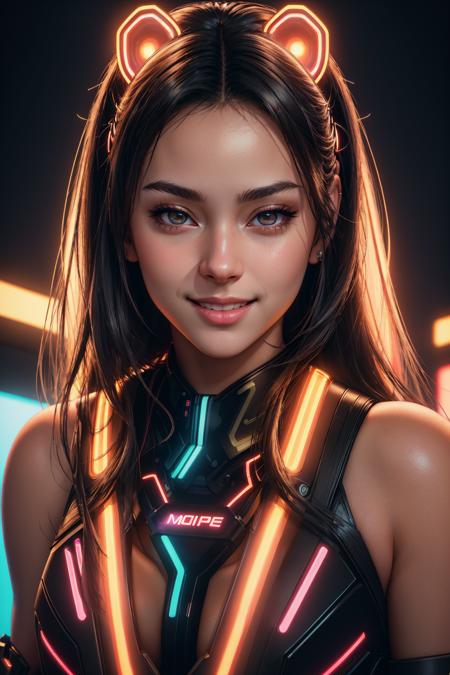 ((masterpiece,best quality,edgQuality)),(smile),looking at viewer,portrait
<lora:edgNeonBabes:0.8> edgneonbabes, neon lights, glowing
1girl,solo,