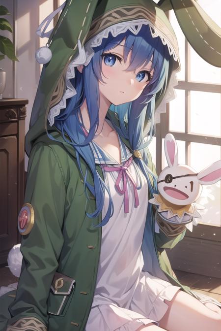 dalyoshino, <lora:yoshino-lora-nochekaiser:1>, 
yoshino, blue eyes, blue hair, long hair,
BREAK animal ears, animal hood, boots, coat, eyepatch, green footwear, hand puppet, hood, puppet, rabbit, rabbit ears, stuffed animal, stuffed toy,
BREAK looking at viewer, 
BREAK indoors,
BREAK <lyco:GoodHands-beta2:1>, (masterpiece:1.2), best quality, high resolution, unity 8k wallpaper, (illustration:0.8), (beautiful detailed eyes:1.6), extremely detailed face, perfect lighting, extremely detailed CG, (perfect hands, perfect anatomy),