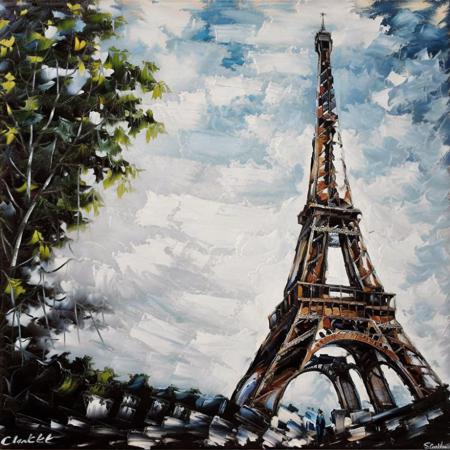 a Eiffel Tower,  <lora:Name:1> by palette knife