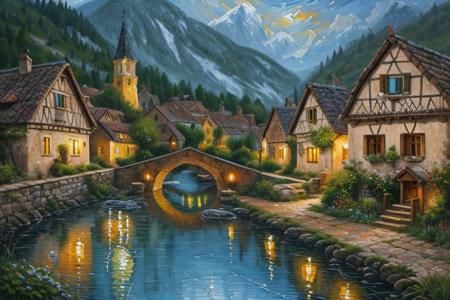 village style housing, 
stunning 21th century european village scenery, 
detailed and intricate environment, 
oil painting, 
palette knife soft brushstrokes, 
heavy strokes, 
dripping paint, 
art station on trend, 
sharp focus, 
intricate details, 
highly detailed, 
oil painting, 
heavy strokes, 
paint dripping