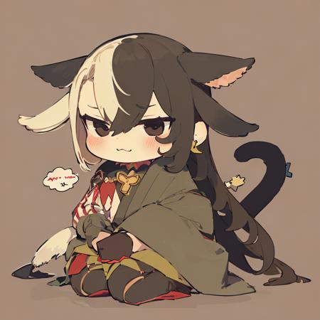 best quality,masterpiece,1boy,chibi,ashiya douman \(fate\),  solo,black eyes,cat ears,cat tail,simple background, <lora:ashiyadouman:1:MIDD>,