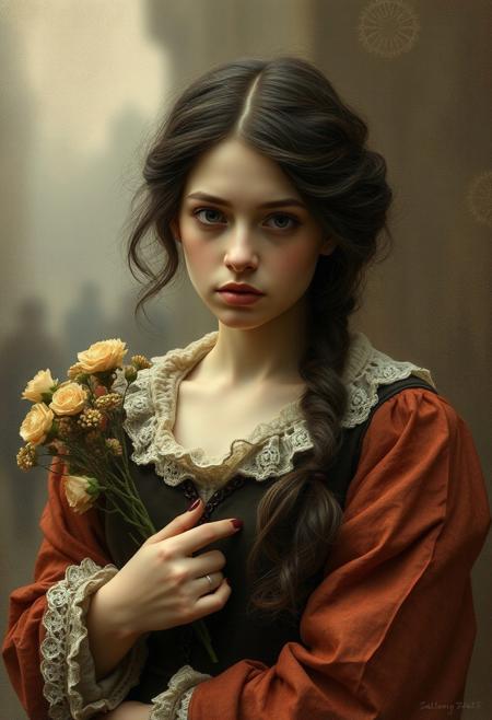The girl is the embodiment of feminine kindness, gentleness, and purity. At the same time, however, she is a fallen woman, a prostitute. Girl was forced to work on the streets due to her family's poor financial situation, caused by her father's alcoholism. Social ostracism and the obviously immoral way of life are understood by her as a daily human cross, a sacrifice for others. Subject is an extremely religious girl who deeply believes in God's mercy. Thanks to these qualities, she reaches the hardened soul of Raskolnikov, initiating a change in him. Thus, the character is a fascinating combination of the merciful Mary Magdalene and a harlot.