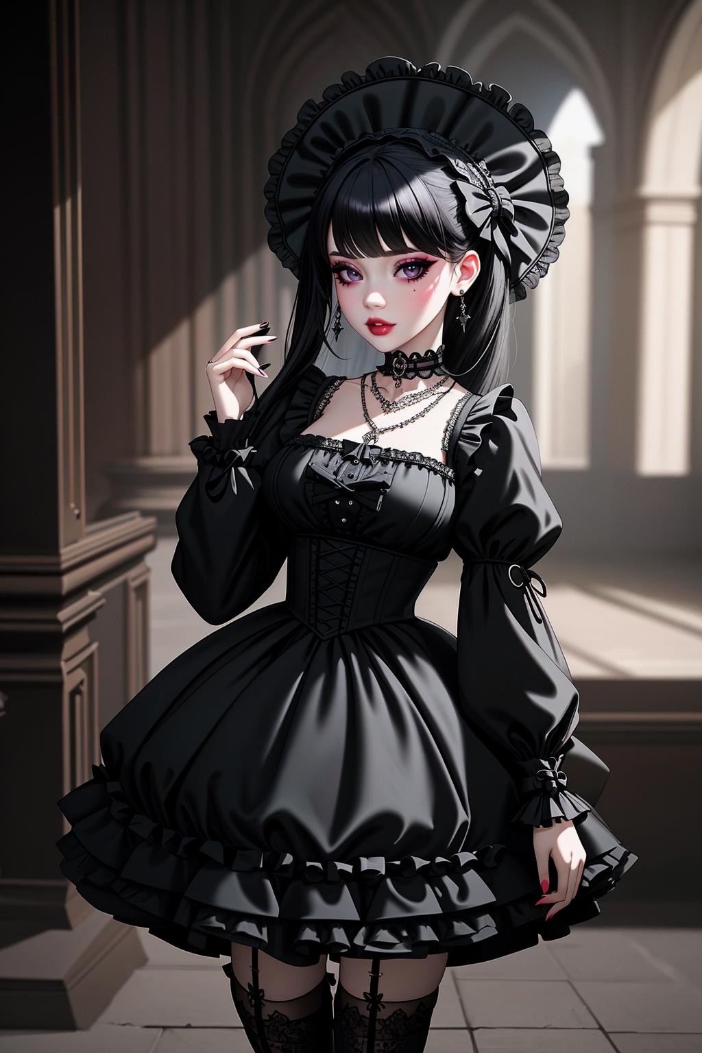 Gothic anime girl in dress castle by Geoserig on DeviantArt