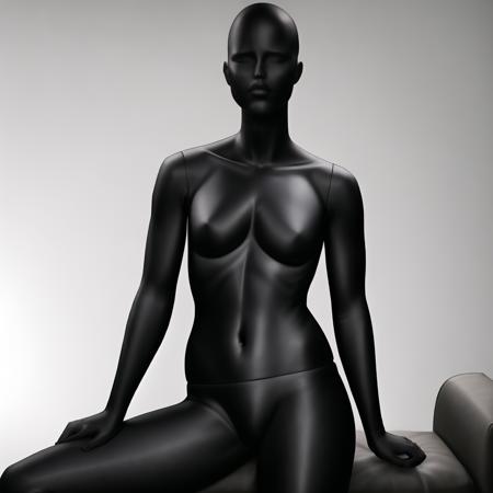 ((masterpiece)), (best quality), (absurdres), <lora:Mannequin:0.8>, 1girl, navel, midriff, faceless, lips, nose, bald, sitting on couch, sitting, white skin