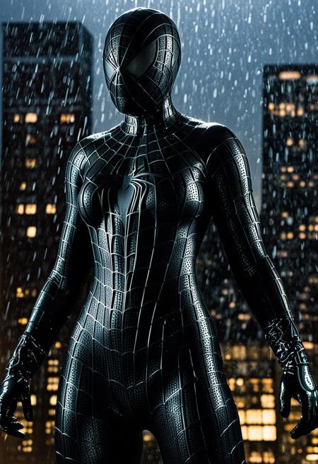 score_9, score_8_up, score_7_up, best quality, realistic, masterpiece, beautiful detail, hyperrealistic, afternoon sky, ((1girl, woman body, huge breasts)), amazing detailed full body portrait of a beautiful japanese girl, wearing a realistic and highly detailed black raimi spider-man suit, ((huge muscular girl)), professional model wears ultra - detailed black raimi spider - man suit, ultra - detailed and grained black raimi spiderman suit, suit covered entire body and hand, black spiderman gloves, wet, (wears black spider man mask), (full body), (dirty skin), close up, octane render, highly detailed, volumetric, dramatic lighting, (highest quality:1.1), (HDR:1.3), (top quality, best quality), realistic, high definition, Expressionism - sharp focus, professional photography, masterpiece, ultra detailed photograph, high quality, 8k,