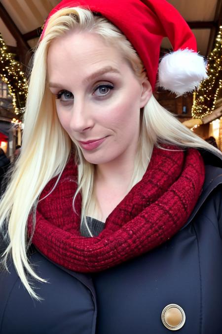 <lora:kr1st1l0v3tt_v1:1>, high resolution, high quality, realistic, (kr1st1l0v3tt woman) in winter coat in christmas market, 1girl, looking at viewer, blonde hair, eyes, lips, long hair, gigantic breasts