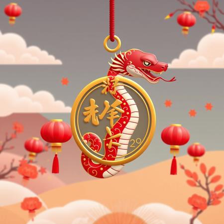 Generate a medal with the theme of “Snake Year Spring Festival,” and the design should meet the following criteria:
Theme-appropriate design: The central focus of the medal should feature a beautifully and smoothly designed snake representing the Snake zodiac year. It can incorporate traditional Chinese cultural elements, such as clouds, lanterns, couplets, firecrackers, etc., to reflect the festive atmosphere of the Spring Festival.
Reflect the UI style of the site "hdkyl": Please refer to the UI design style of the site "hdkyl," using a color scheme primarily of red, gold, and yellow. The design should combine simplicity with elegance, presenting a modern yet festive feel that blends technology with traditional holiday elements.
No real people, real-world scenes, or AI-generated people: The design should not include any real human figures or real-world scenes. Focus on showcasing the elements of the Spring Festival and the symbolism of the Snake zodiac year, avoiding real-life people or scenes.
No inappropriate elements: Avoid any disturbing elements such as blood, horror, pornography, or distorted, unnecessary limbs, and meaningless text.