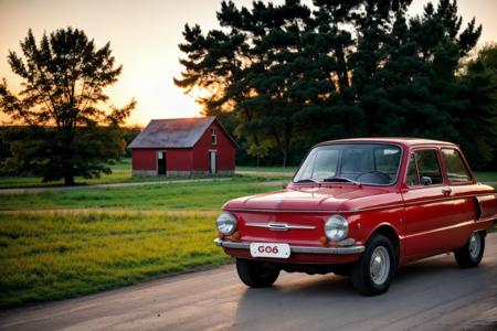 ZAZ968, parked in front of an abandoned red barn near a sprawling corn field, masterpiece, award winning, hyper realistic, natural lighting, sunset:1.0, muted colors, sharp focus, smooth, intricate details, 8k wallpaper, trending on artstation
<lora:ZAZ968:.8>